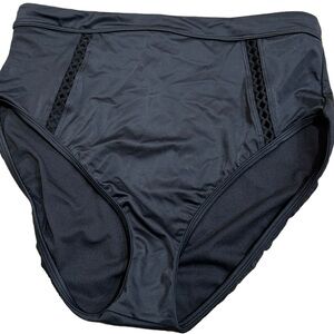 BEACH BETTY by Miracle Brands Black High Waist Size Large Bikini Swim Bottoms